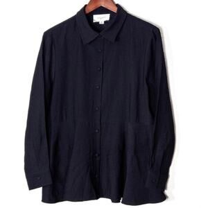 Pomander Place Black Draped Tunic Shirt Size XL Minimalist Lagenlook